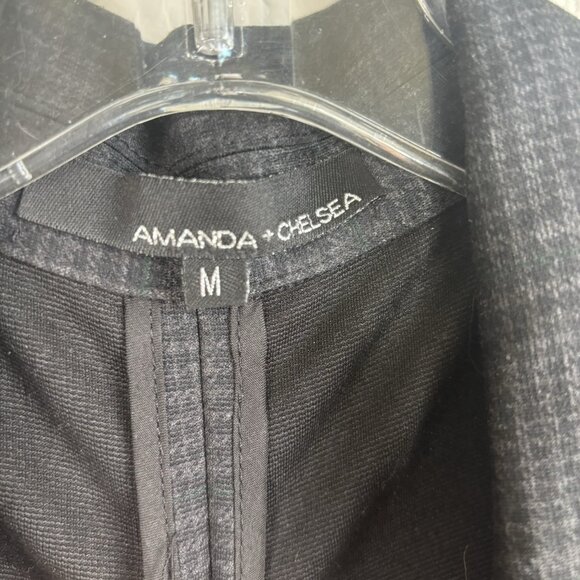 Amanda + Chelsea Women's Blazer Medium Gray Houndstooth Plaid Two Button Front - Picture 7 of 8